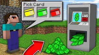 Minecraft NOOB vs PRO: WHICH CARD INSERTED NOOB IN ATM TO GET MUCH MONEY? 100% trolling