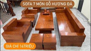 Bàn giao tại nhà bộ bàn ghế sofa phòng khách gỗ hương đá giá bán chỉ 14 tr