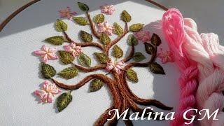 WOOL Embroidery : Sakura | Cherry Blossoms  Hand Embroidery #malina_gm