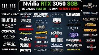 Nvidia RTX 3050 8GB Benchmark in 65 Games | Ryzen 5 5600X | 1080P | DLSS | Frame Gen