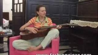 Russian girl playing guitar