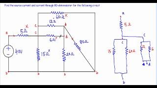 Current and Voltage in Complex Series Parallel Circuit - 2 (W subtitles)