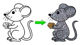 How to draw a mouse | Painting and Coloring for Kids & Toddlers