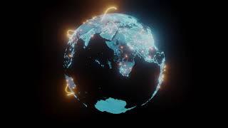 World Connection Animation, Earth Spinning, Earth Motion Graphics, Loop (1 hour)