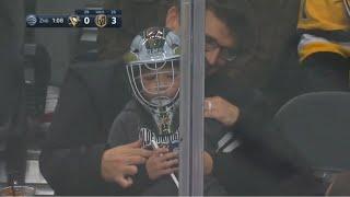 Small Boy Gets Hit By Puck, Golden Knights Give Him Goalie Mask