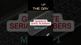 Automatic generate serial numbers/Shortcut Key/Alt hfis/Excel formulas/Tip ofthe day/Excel Tutorials