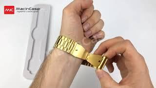 Металлический ремешок STR 3 Bead Metal Band for Apple Watch   Gold