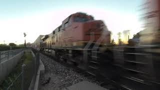 VR180 - BNSF Intermodal Freight Train Eastbound in Riverside - Downtown - January 18th 2021