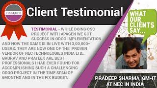 Odoo Service Provider (Client Testimonial) | Apagen Solutions Pvt. Ltd. (Odoo Service Provider)