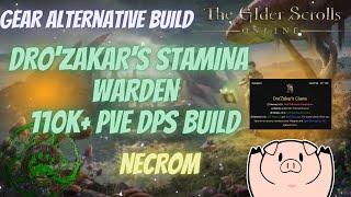 ESO Drozakar Claws Stamina Warden 110k+ PVE DPS Necrom DLC.