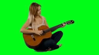 Green Screen Beautiful Hot Girl Playing Guitar/Violin | Music | Talented Girl | Green Screen