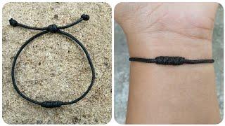 cara membuat gelang tali hitam dengan simpul yang mudah