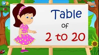 Table of 2 to 20 | Multipplication Table 2 to 20 | Elearning studio