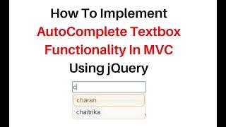 MVC Autocomplete Input Textbox Using jQuery | jQuery Autocomplete