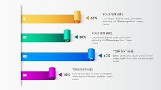 Create 4 Options Folded Paper Infographic Bar Chart design in PowerPoint | Free PPT