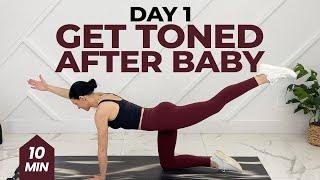 FULL BODY Postpartum Workout (DAY 1 POSTPARTUM WORKOUT CHALLENGE!)