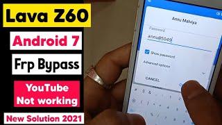 Lava Z60 Android 7 Frp Bypass | YouTube Not Working | Lava Z50/Z60 Google Account Remove No Computer
