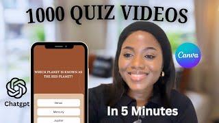 Bulk Create 1000 Quiz Videos in 5 Minutes using Ai (Canva and ChatGPT)