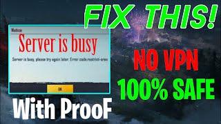 FIX PUBG Server Is Busy Please Try Again Later | PUBG Mobile Restrict Area Error Solved