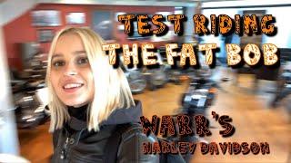 Can a skinny model ride a big Harley Davidson? Dominika Rides riding the Fat Bob for the first time.