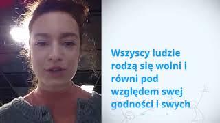 Alicja Przybysz, Poland, reading article 1 of the Universal Declaration of Human Rights