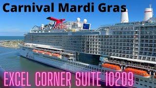 Carnival Mardi Gras Cabin Tour  "Extended Forward Excel Corner Suite” Cabin 10209Cassandra Jones