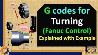 CNC Turning G codes | CNC Programming | Fanuc Control | Explained with example