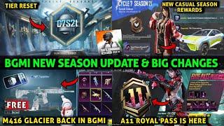 BGMI NEW SEASON DATE TIER REWARDS/ A11 RP C7S21 TIER RESET CASUAL SEASON /M416 GLACIER CLASSIC CRATE