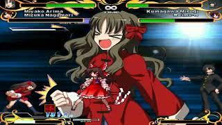 Mugen EFZ - Miyako Arima and Mizuka Nagamori (1p) vs Kumagawa Misogi (1p) and Reimu Q