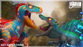 King of Mutant Beasts | Electro T-Rex vs Water Spinosaurus | Dinosaurs Battle: Animation