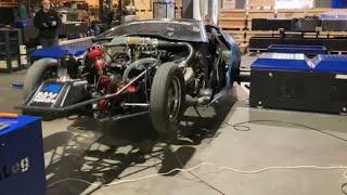 5000hp TT Mustang wheelie on dyno