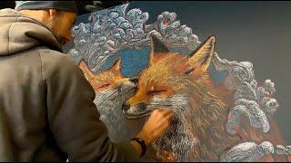 Bryce Widom chalk mural time lapse | Museum of Boulder | Leaving a Mark exhibit