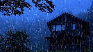 Treatment of Insomnia to Deep Sleep Immediately - Heavy Rain on Old Roof & Thunder Sounds at Night