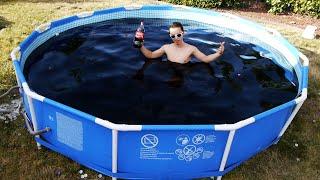 Taking a Bath in a Giant 1,500 Gallon Coca-Cola Swimming Pool!