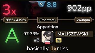 8.8⭐ MALISZEWSKI | Spawn Of Possession - Apparition [Phantom] +HD 97.73% #2 | 902pp 3 - osu!