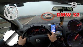 2006 VW Golf MK5 1.4 80HP TOP SPEED on German no Limit Autobahn POV