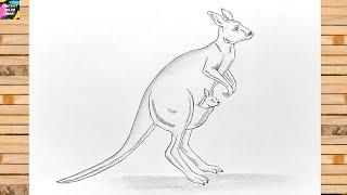 How to draw a kangaroo easy | Kangaroo drawing for kids | Pencil sketch