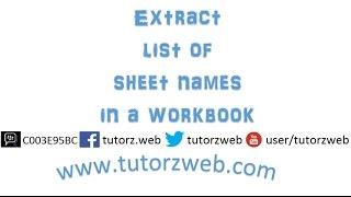 Excel- Extract list of sheet names in a workbook