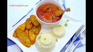 HOW TO COOK NIGERIAN TOMATO STEW WITH STEAMED WHITE RICE - CHICKEN STEW - ZEELICIOUS FOODS