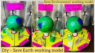 Save Earth project 3D working model | Environment model making using cardboard | Diy | geography
