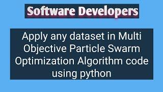 Multi objective particle swarm optimization algorithm code using python