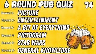 Virtual Pub Quiz 6 Rounds: Picture, Entertainment, Bit of Everything, Pictogram, Star Wars, GK No.74
