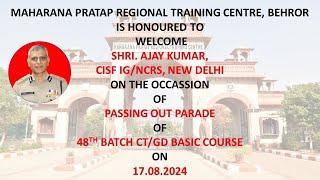 Passing Out Parade of CT/GD at CISF MPRTC Behror  (Live Streaming)