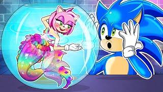 AMY MERMAID in Fish Tank!! - Please Rescue AMY Mermaid, Sonic! | Sonic The Hedgehog 3 Animation