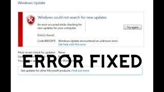 Windows 7 update error 80072efe Fix | Windows could not search for new updates error fixed