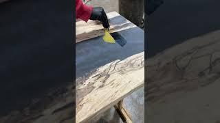 Spalted Maple Coffee Table with Dark Blue Epoxy