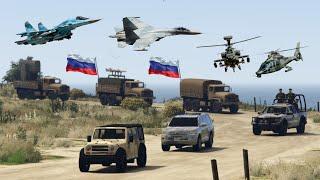 Double Trouble: Fighter Jets and War Helicopters Launch Surprise Attack on Army Convoy in GTA 5