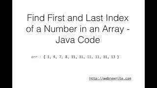 Find First and Last index of a Number in an Array - Java Code