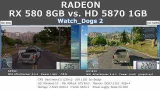 RADEON RX 580 8GB vs. HD 5870 1GB | Watch_Dogs 2