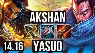 AKSHAN vs YASUO (MID) | 7k comeback, 1100+ games | NA Grandmaster | 14.16